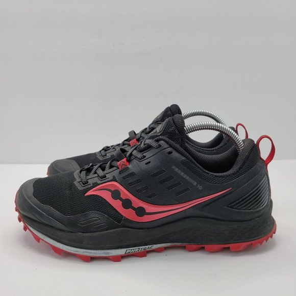 Saucony Peregrine 10 Womens Trail Running Shoes Black Red S10557-20 US Size 10.5 - Picture 2 of 8